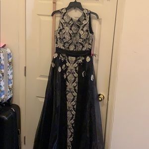 Dress with black overskirt